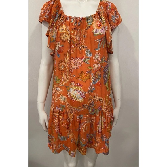 Nicole Miller Dresses & Skirts - Nicole Miller Dress Orange Paisley Mini Dress Beach Resort Wear Belted SZ XS